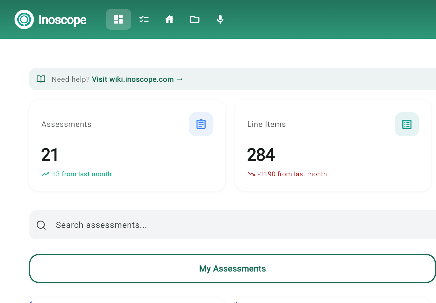 Inoscope assessment dashboard