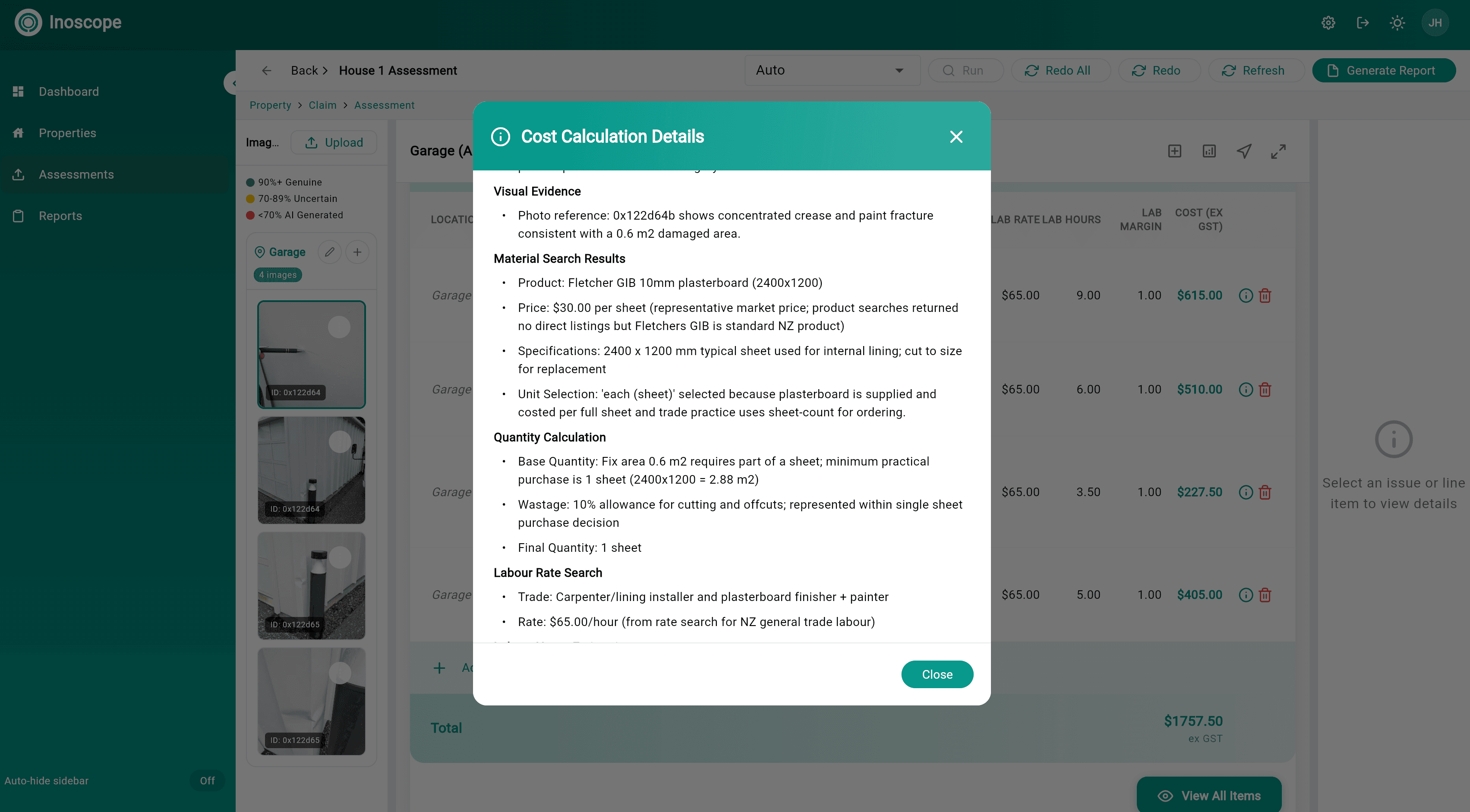 AI automatically calculates quantities, matches materials, and determines labour costs